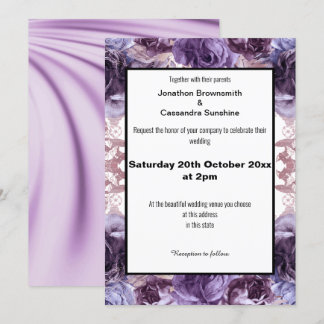 INVITACIÓN ELEGANTE PURPLE LILAC SATIN FLORAL BODA
