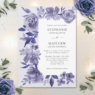 Invitación Elegante Purple Shades Acuarela Floral Boda