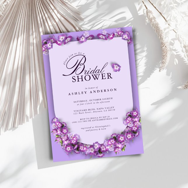 Invitación Elegante Purplemoon Lilac Arch Floral Bridal Showe (Subido por el creador)