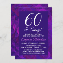 Invitación Elegante púrpura 60 y elegante fiesta de cumpleaño