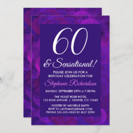 Invitación Elegante púrpura 60 y fiesta sensacional de cumple