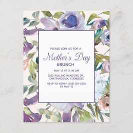Invitación Elegante Púrpura Azul Polvoriento Floral Día de la