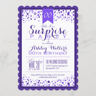 Invitación Elegante púrpura, fiesta de cumpleaños sorpresa bl