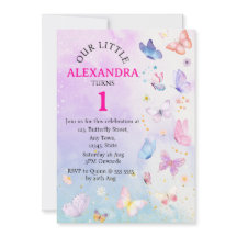 Elegante púrpura rosa mariposa floral cumpleaños