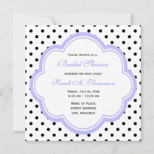 Invitación Elegante púrpura y clásica polka B&W pega la novia
