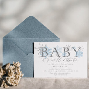 Invitación Elegante Purpurina bebé está frío fuera de Baby Sh