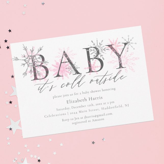 Invitación Elegante Purpurina bebé está frío fuera de Baby Sh (Subido por el creador)