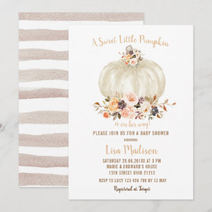 Invitación Elegante Purpurina blanco calabaza de otoño Baby S