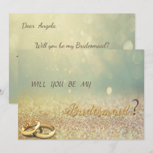 Invitación Elegante Purpurina Bokeh, Rings Bridesmaid Card