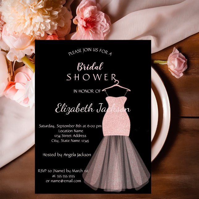 Invitación Elegante Purpurina Bokeh Vestido de novia ducha (Subido por el creador)