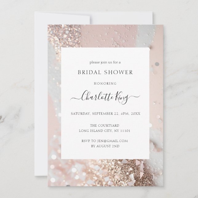 Invitación Elegante Purpurina Bridal Shower (Anverso)