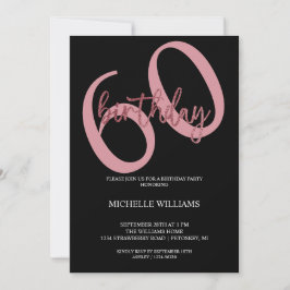 Invitación Elegante Purpurina caligrafía rosa cumpleaños Invi