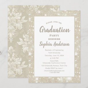 Invitación Elegante Purpurina clásico de graduación