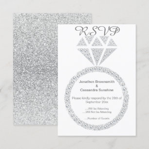INVITACIÓN ELEGANTE PURPURINA DE ANILLO DE DIAMANTES RSVP