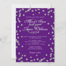 Elegante Purpurina de Boda Plata Confetti Púrpura
