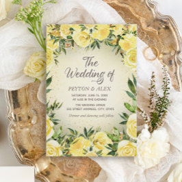 Invitación Elegante Purpurina de color amarillo acuático flor