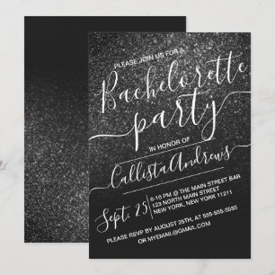 Invitación Elegante Purpurina de espárragos negros Ombre Bach