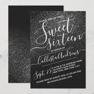 Invitación Elegante Purpurina de espárragos negros Ombre Swee