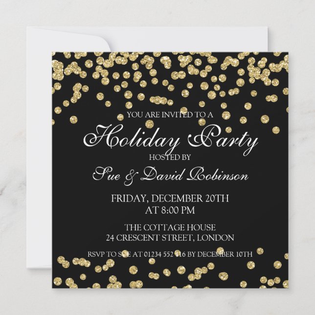 Invitación Elegante Purpurina de Fiesta de Fiesta de Oro Conf (Anverso)