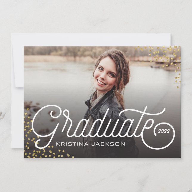 Invitación Elegante Purpurina de Graduado Confetti (Anverso)