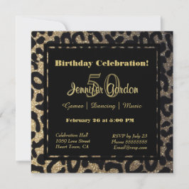 Invitación Elegante Purpurina de impresión de leopardo