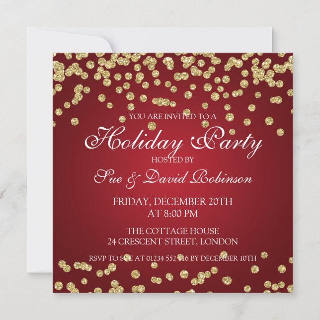 Invitación Elegante Purpurina de la Fiesta de Fiesta de Oro C (Anverso)