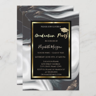 Invitación Elegante Purpurina de Mármol Graduación del tapón
