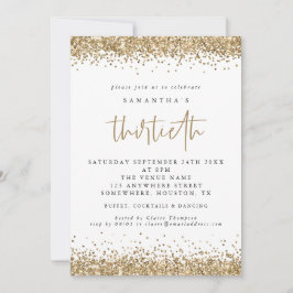 Invitación Elegante Purpurina de Oro 30 Fiesta