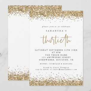 Invitación Elegante Purpurina de Oro 30 Fiesta