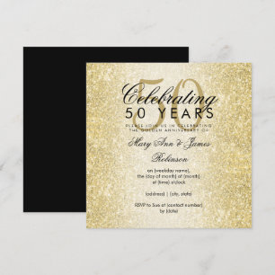 Invitación Elegante Purpurina de Oro 50 Aniversario Boda