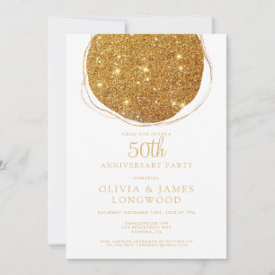 Invitación Elegante Purpurina de Oro 50 aniversario Boda