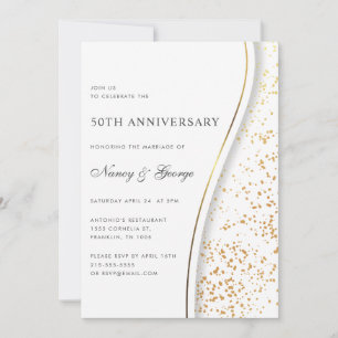 Invitación Elegante Purpurina de Oro 50 aniversario Boda