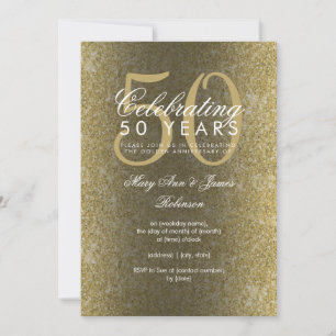 Invitación Elegante Purpurina de Oro 50 Aniversario Boda
