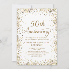 Invitación Elegante Purpurina de Oro 50 aniversario Boda