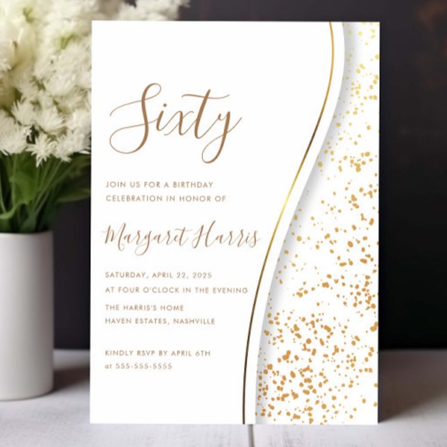 Invitación Elegante Purpurina de Oro 60 años (Subido por el creador)