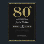 Invitación Elegante Purpurina de Oro 80 cumpleaños<br><div class="desc">Diseño moderno y elegante impreso Elegante Purpurina Gold Invitación 80th Birthday que puede ser personalizado con su texto. Haga clic en el botón "Personalizar" y utilice nuestra herramienta de diseño para modificar esta plantilla. Visita la tienda de Diseño de Arte Gráfico para otros productos que coincidan con este diseño.</div>