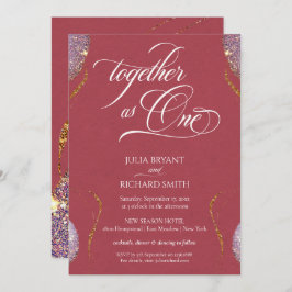 Invitación Elegante Purpurina de oro Amethyst Modern Red Invi