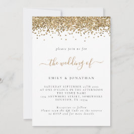 Invitación Elegante Purpurina de oro Boda de código QR