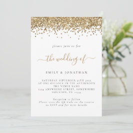 Invitación Elegante Purpurina de oro Boda de código QR