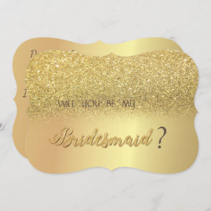 Invitación Elegante Purpurina de oro Bokeh Bridesmaid Card