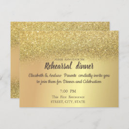 Invitación Elegante Purpurina de oro Bokeh Ensayo Cena