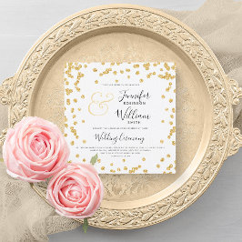 Invitación Elegante Purpurina de oro Confetti Script Boda