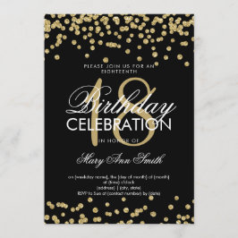 Invitación Elegante Purpurina de oro de 18 años Confetti Blac