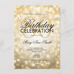 Invitación Elegante Purpurina de oro de la 80ª fiesta de cump