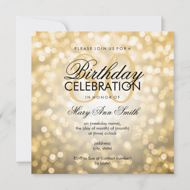Invitación Elegante Purpurina de oro de la 80ª fiesta de cump (Anverso)