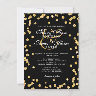 Invitación Elegante Purpurina de oro de la boda Confetti negr