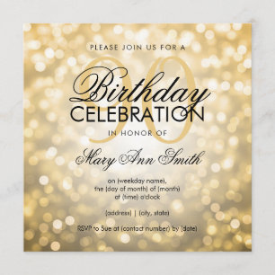 Invitación Elegante Purpurina de oro de la fiesta de cumpleañ