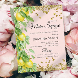 Invitación Elegante Purpurina de oro de limón ducha de novia