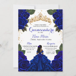 Invitación Elegante Purpurina de Oro de los Rosas Blue Quince