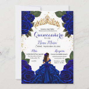 Invitación Elegante Purpurina de Oro de los Rosas Blue Quince